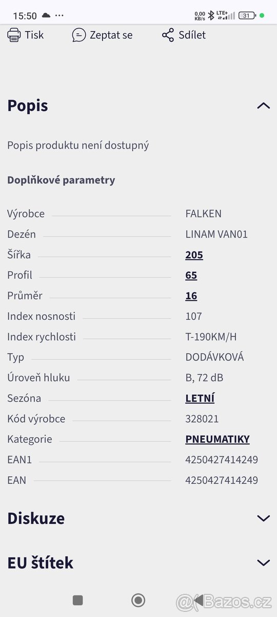 Falken L205/65 R16C Linam van01 107/105T - 2