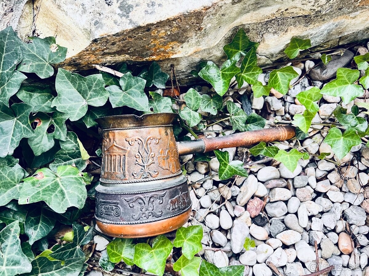 Dzezva na kavu stará měděná - 2