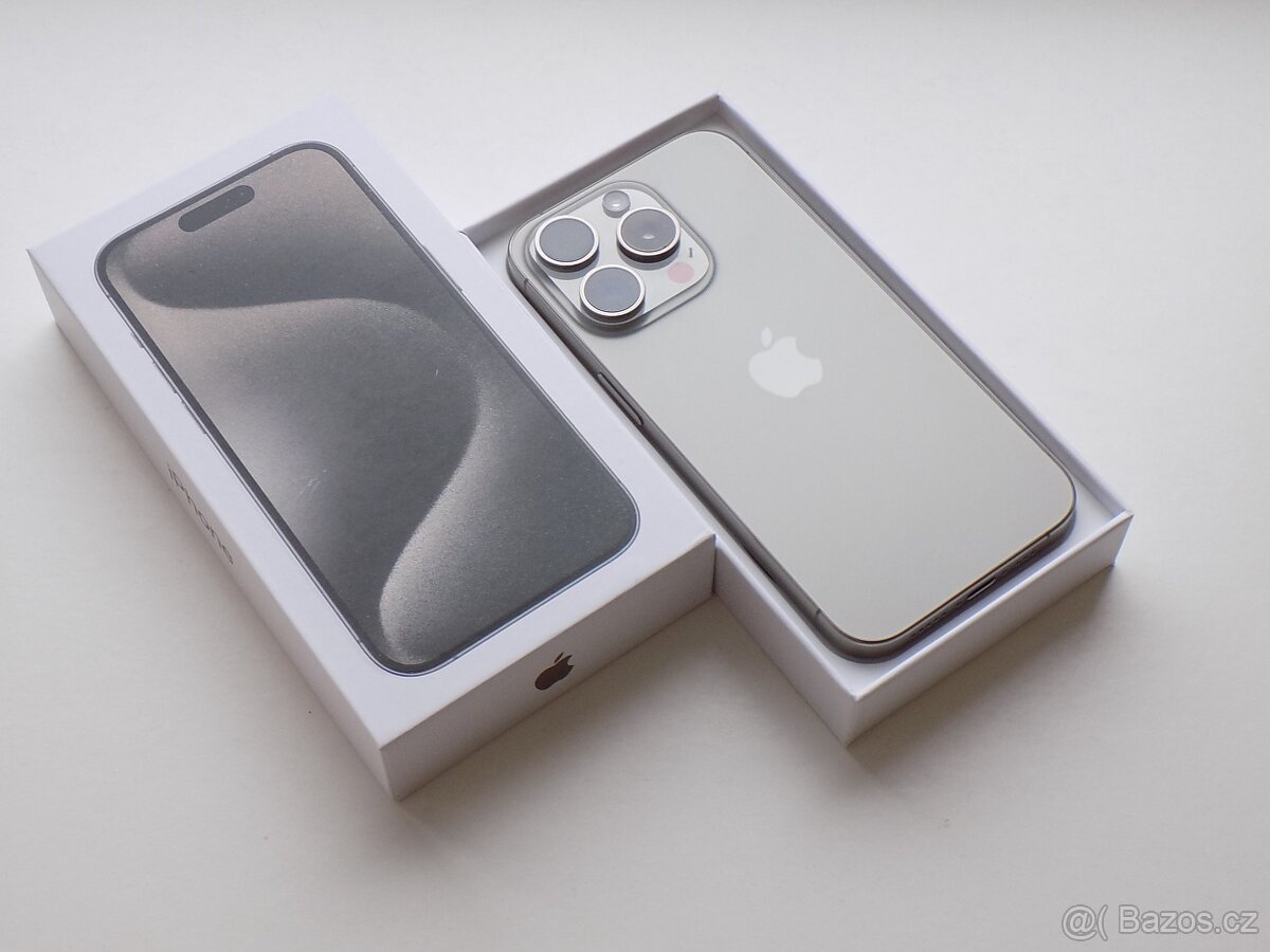 APPLE iPhone 15 Pro 128GB Přírodní titan - ZÁRUKA - TOP STAV - 2