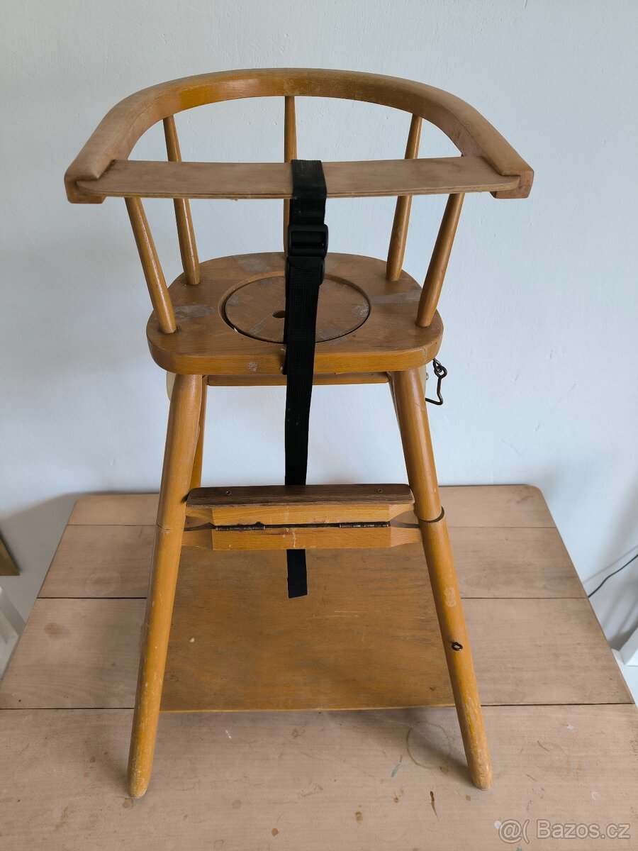 Dětská dřevěná židlička – jídelní, rozkládací - 2