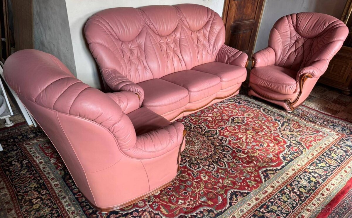 Italská kožená sedačka 3+1+1, 4667 - 2