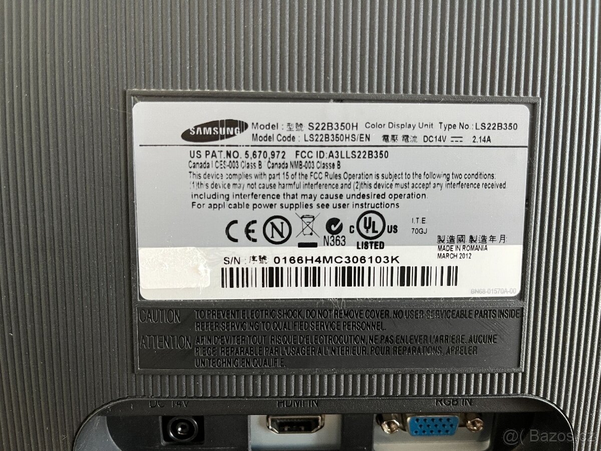 Samsung S22B350H 21.5" rubínová černá - BEZ NAP. KABELU - 2