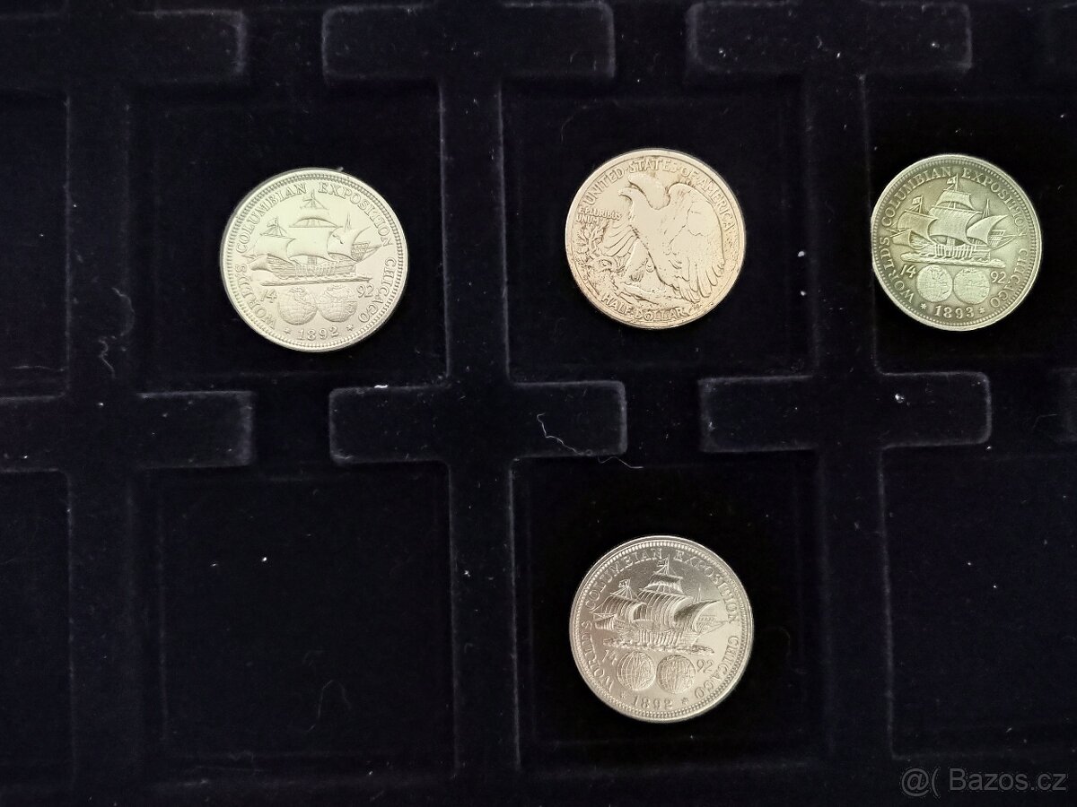 4x půl dolar, stříbrný. - 2