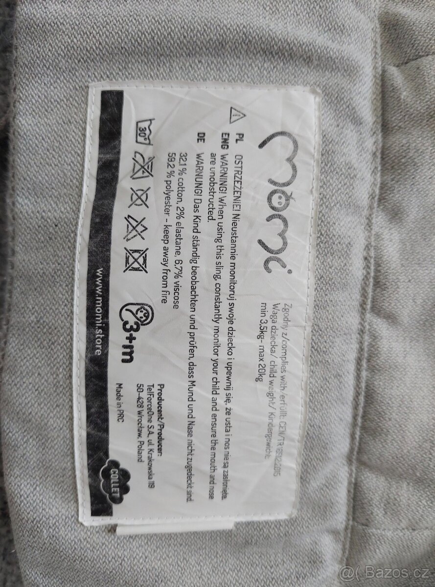 Ergonomické nosítko MoMi COLLET šedá - 2