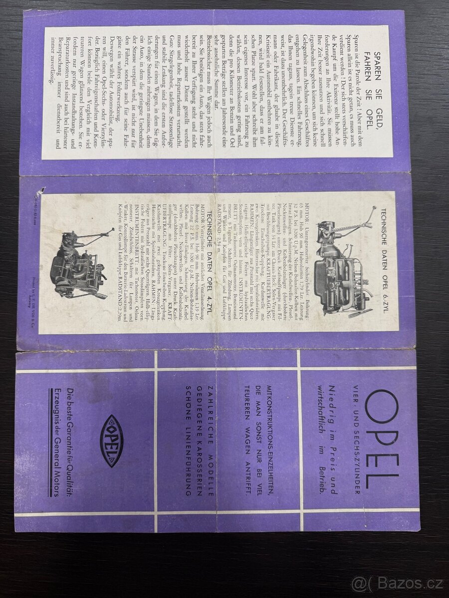 Prospekt Opel 6 a 4 válec - 2