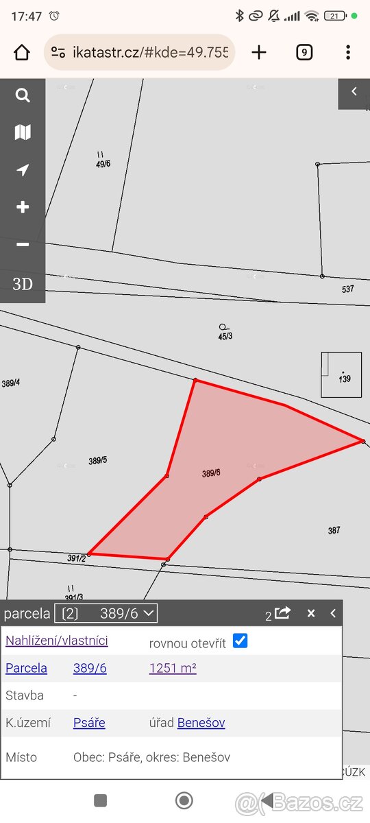 Stavební pozemek v obci Psáře - 2