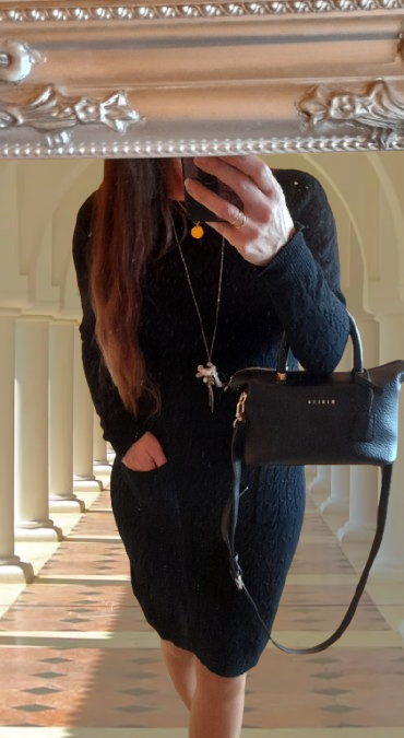 Just Woman černé copánkové svetrové šaty - 2