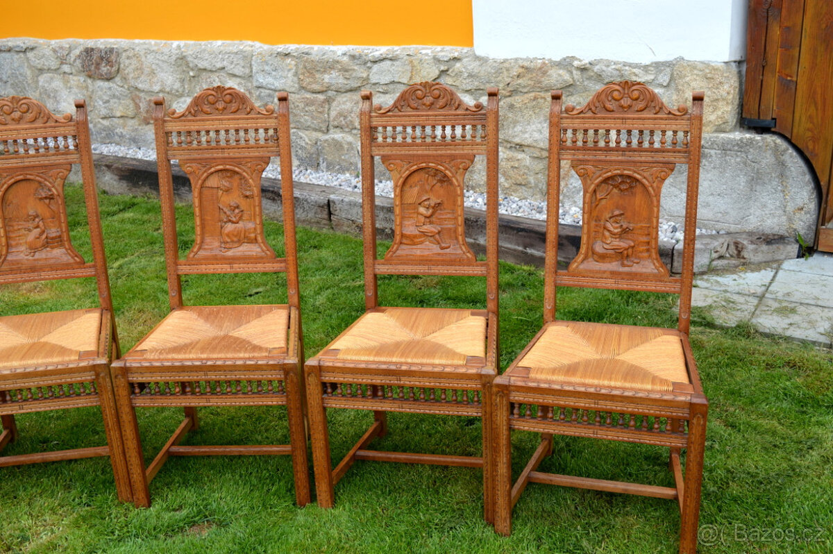 Starožitné židle 6 ks s řezbou - 2