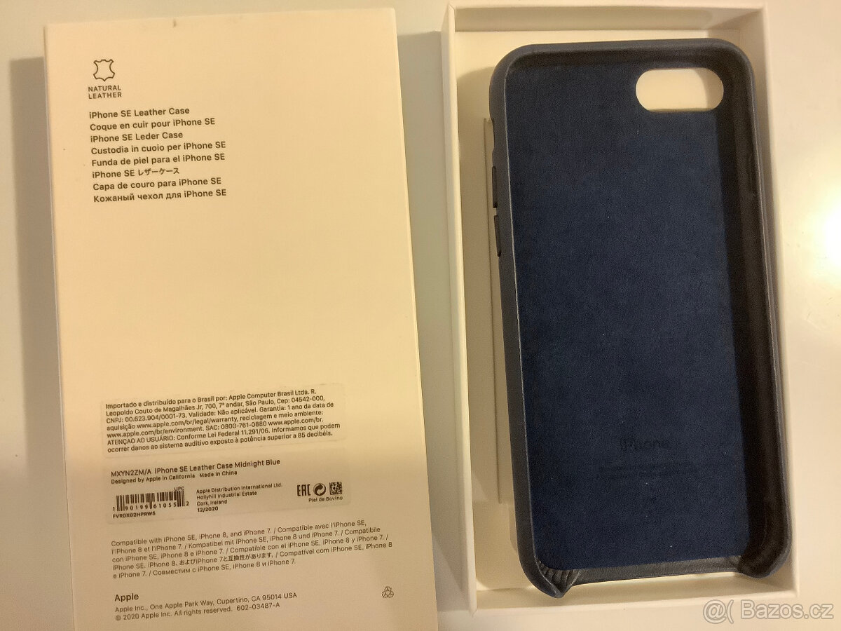 Nový kožený tmavomodrý Apple Leather Case pro iPhone SE/8/7 - 2