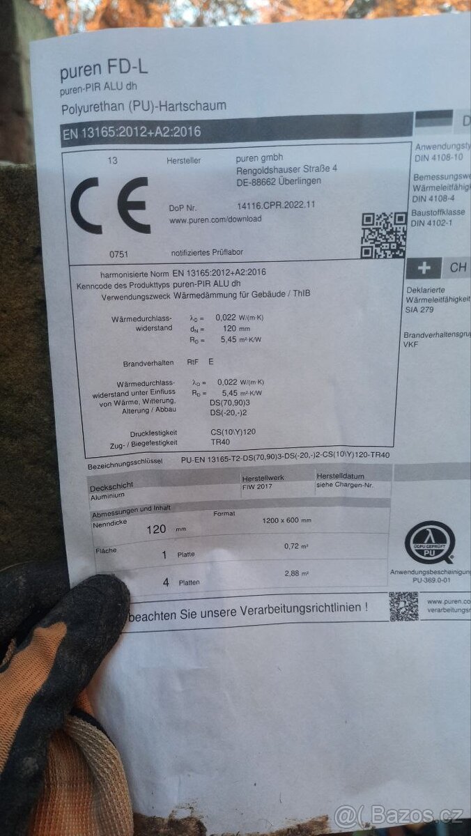 Izolační PIR deska Puren FD-L - 2