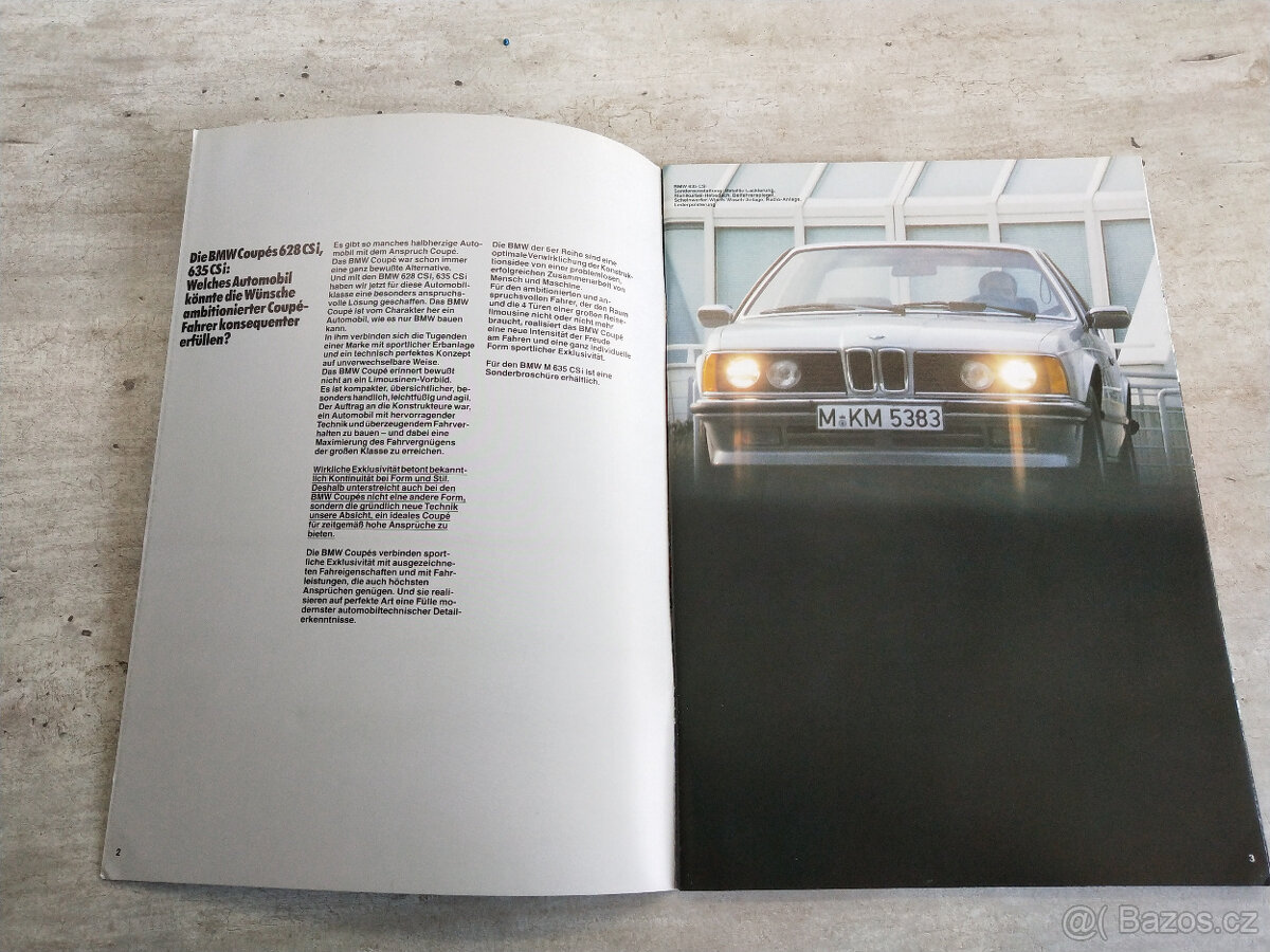 Prospekt BMW 628i, 635CSi E24 (1985), 54 str., D - 2