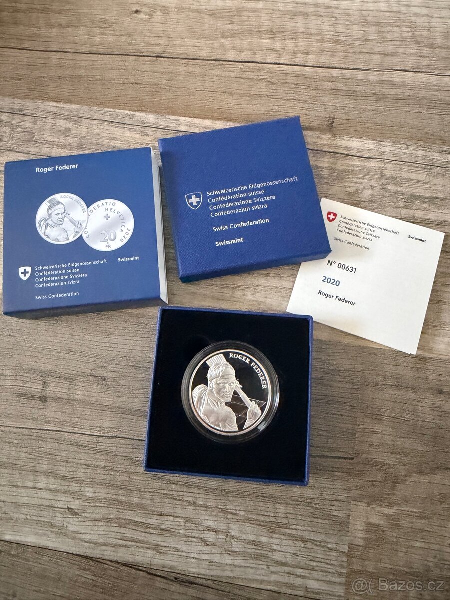 Stříbrná mince Roger Federer 20CHF 2020 Proof - 2