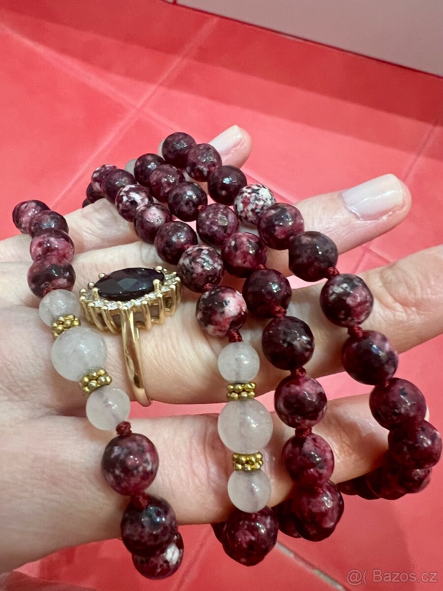 Korále/mála jaspis a růženín - 2