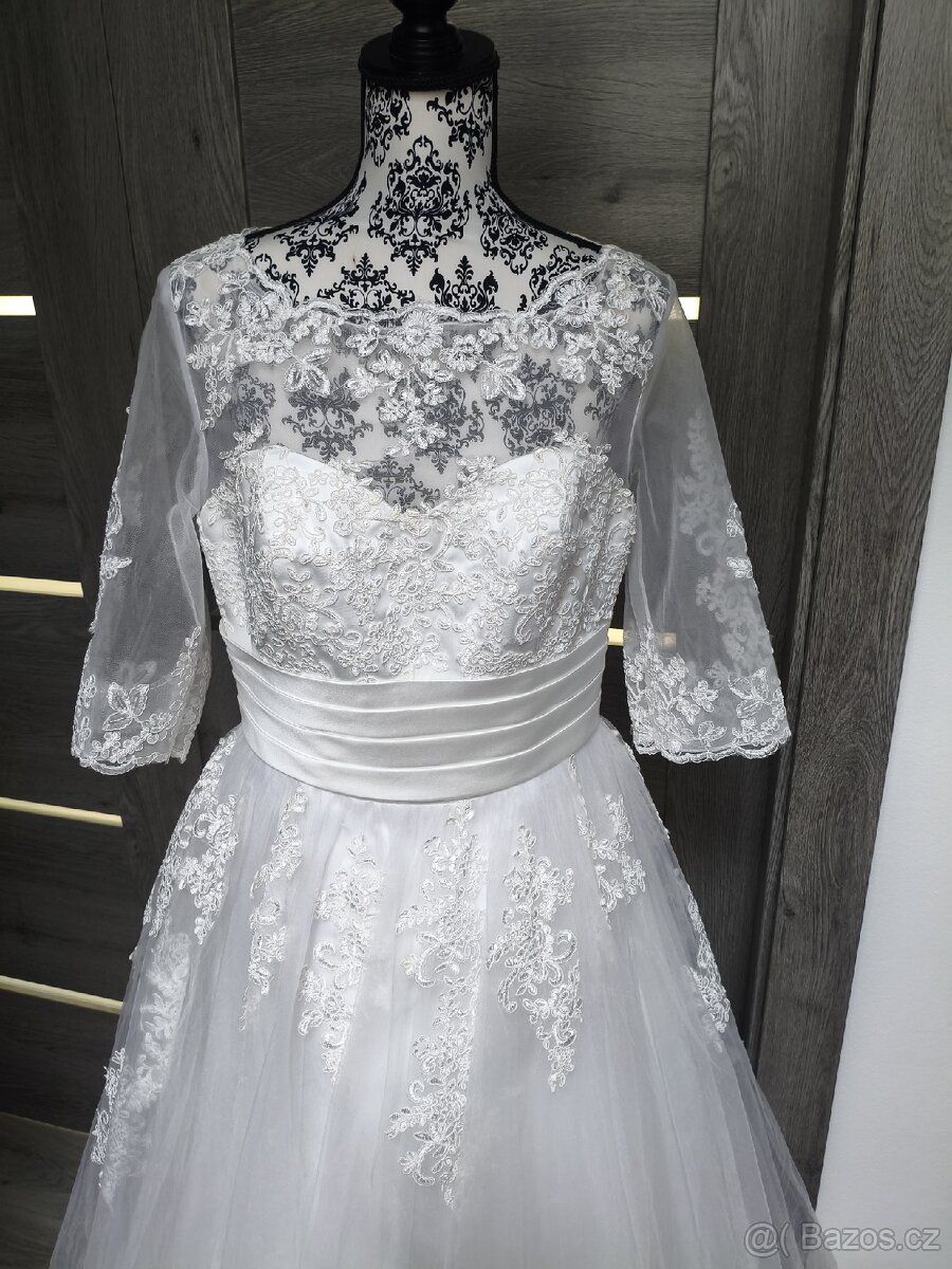 Midi svatební šaty 40/42 - 2