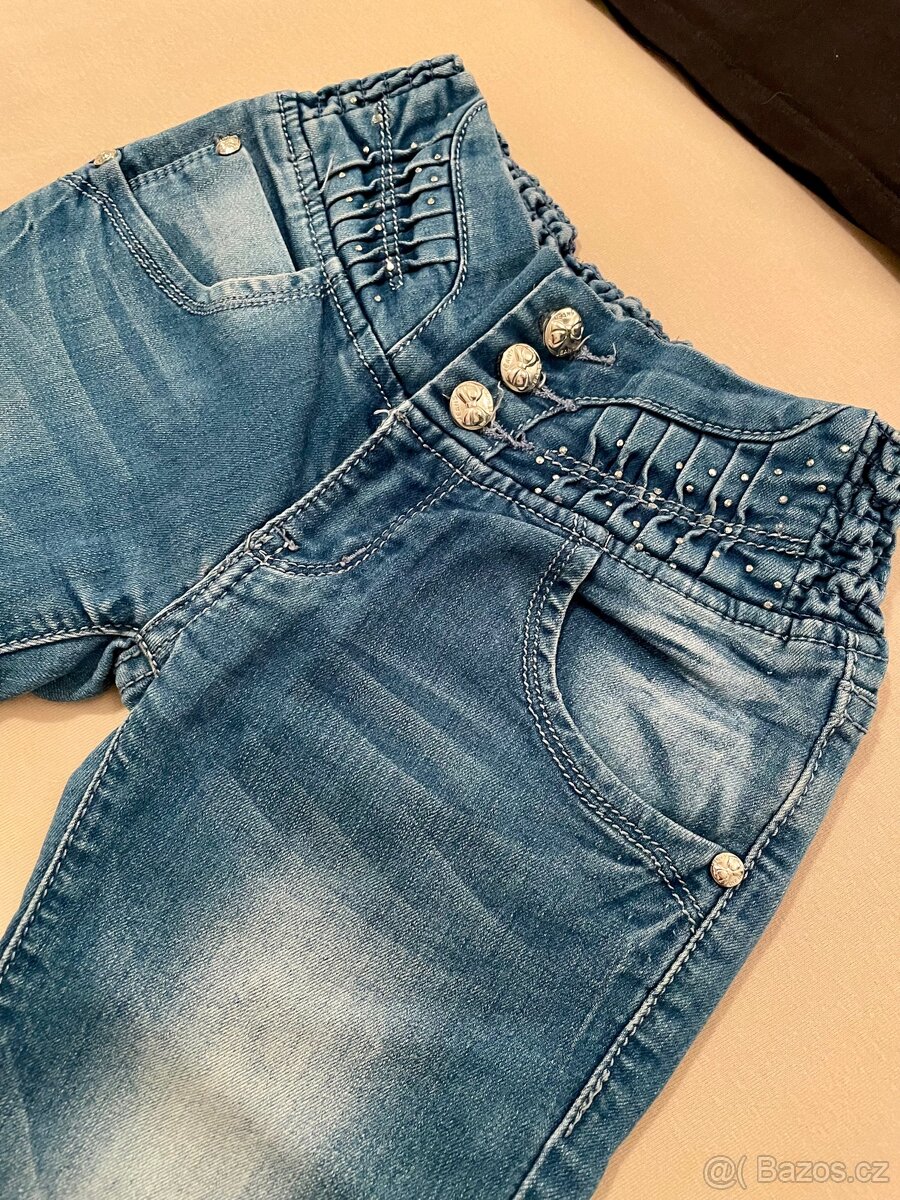 Dívčí džíny s ozdobnými kamínky vel. 128 - 2