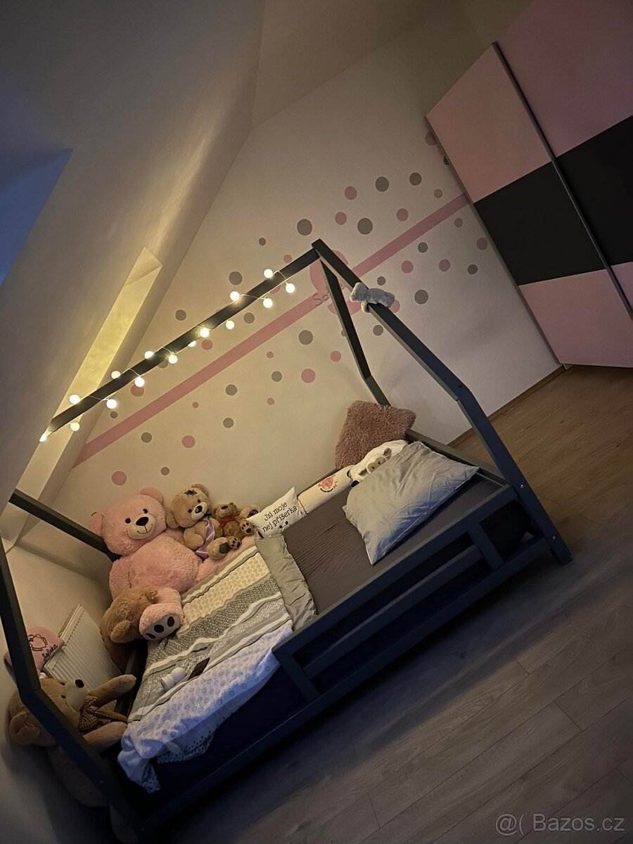 Domečková postel 160x200 šedá - 2