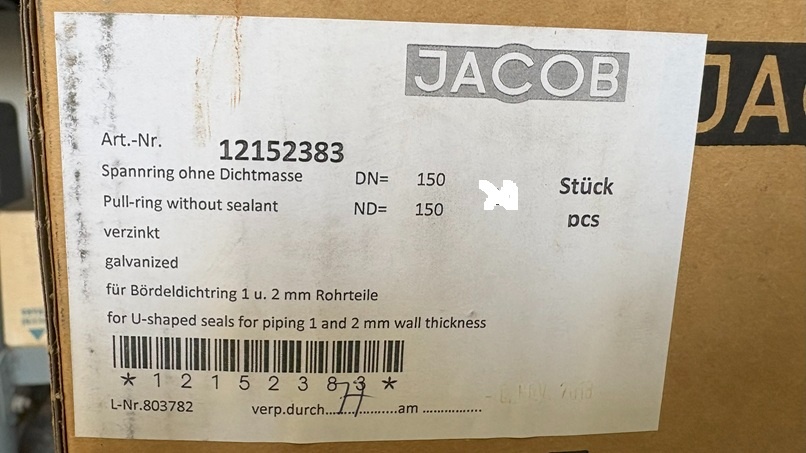 Spona JACOB DN 150 pro potrubní systém - 2