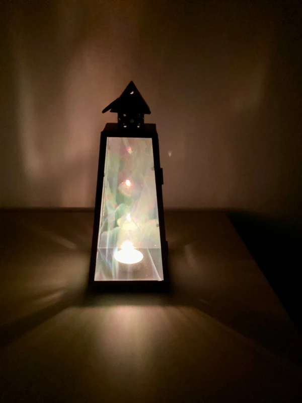 Kovová lucerna s vitrážovým sklem - 2