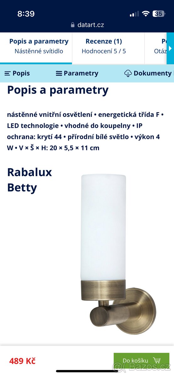 Lampička Rabalux BETTY NOVÉ - 2