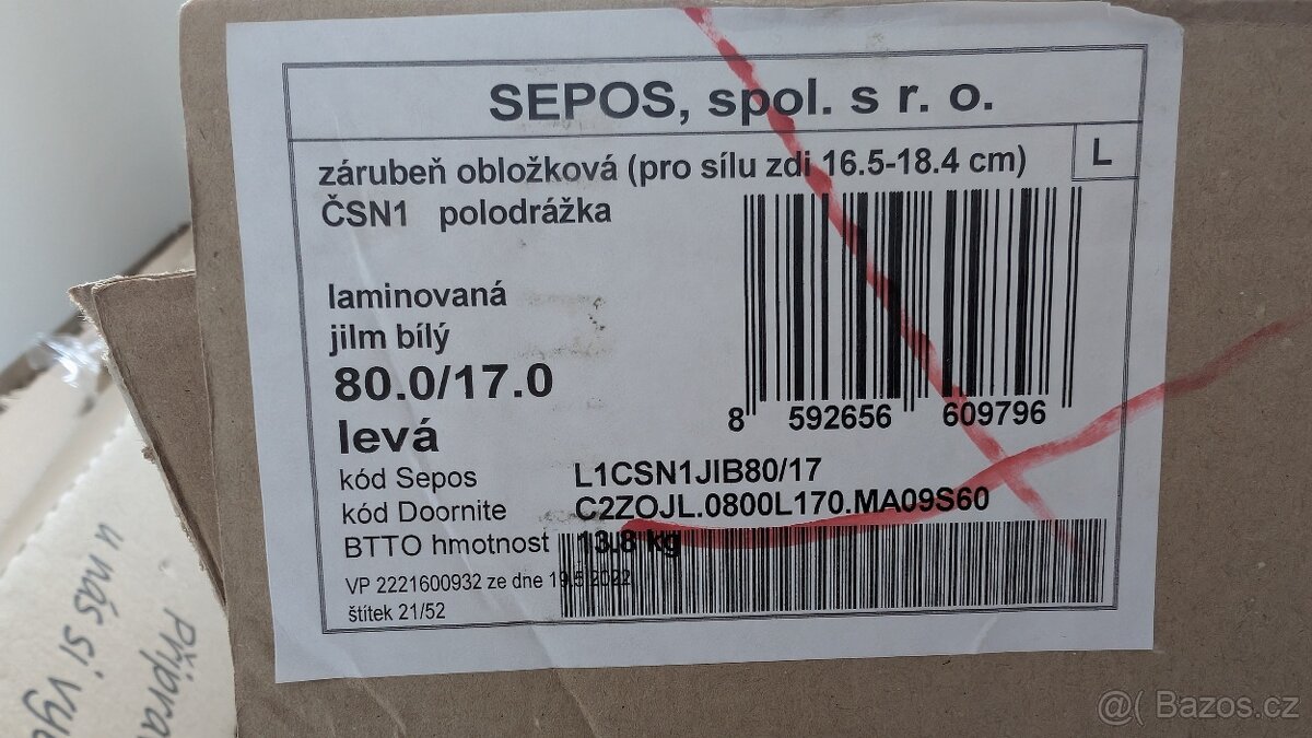 Interiérové dveře 80L a zárubeň bez kovaní s vložkou - 2