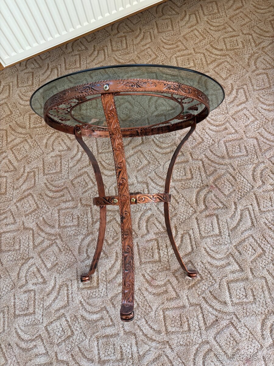 Konferenční stolek sklo - kov. - 2