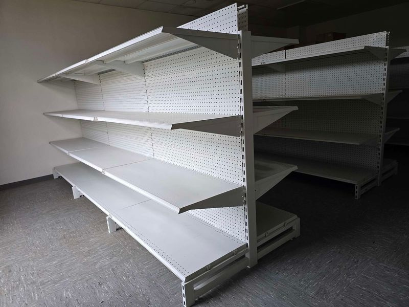 Oboustranný policový prodejní regál délka 360 cm - 2