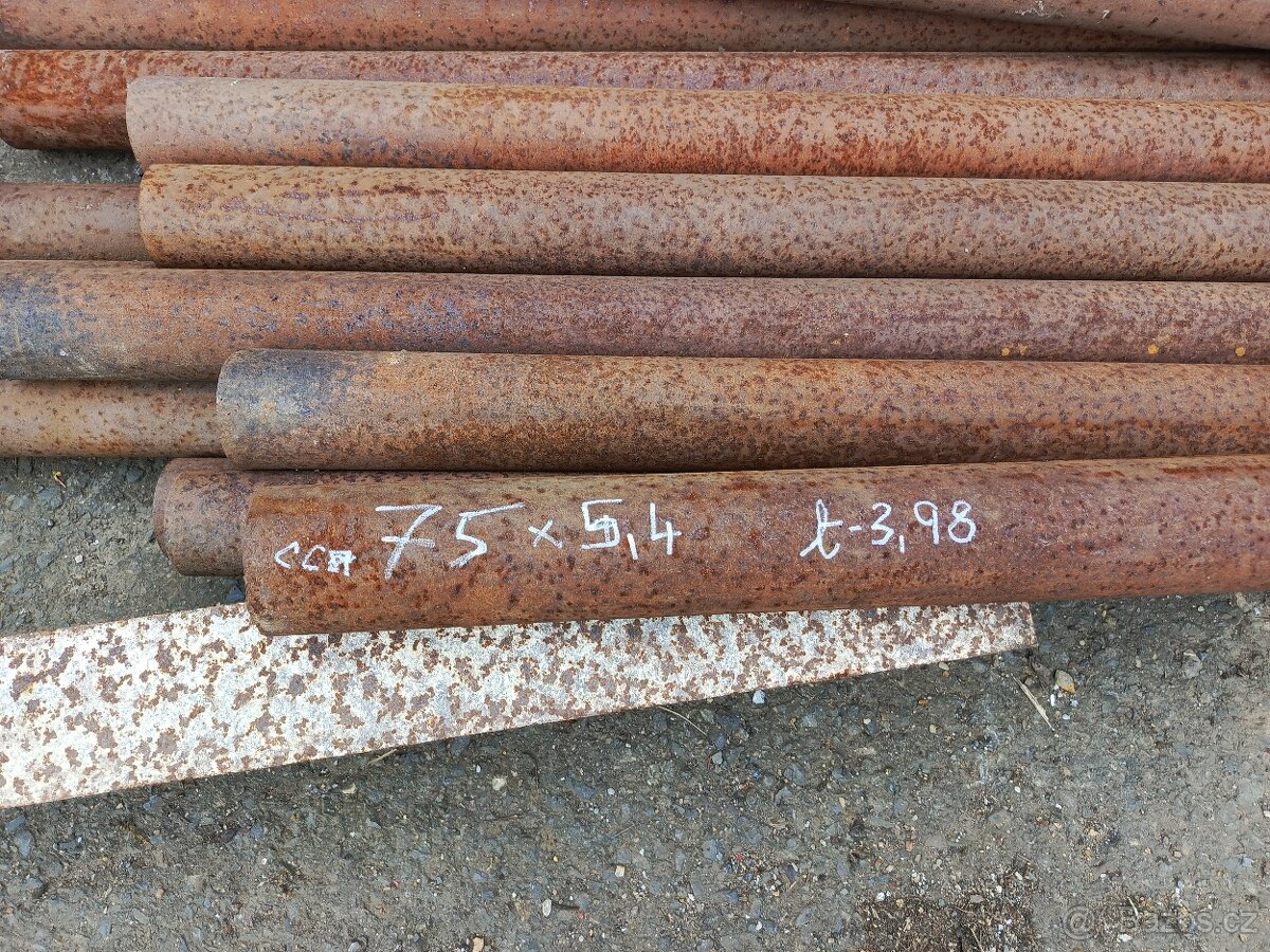 TRKR - trubky ocelové cca 75,6 x 5,4 mm - délka cca 2,98 m - 2