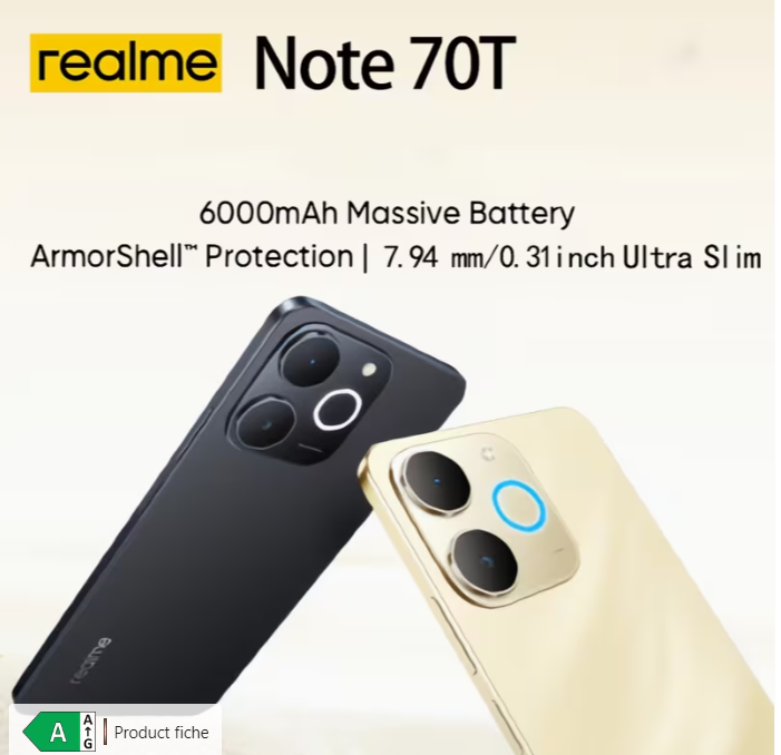 Realme Note 70T 4 GB / 128 GB, černá - 2