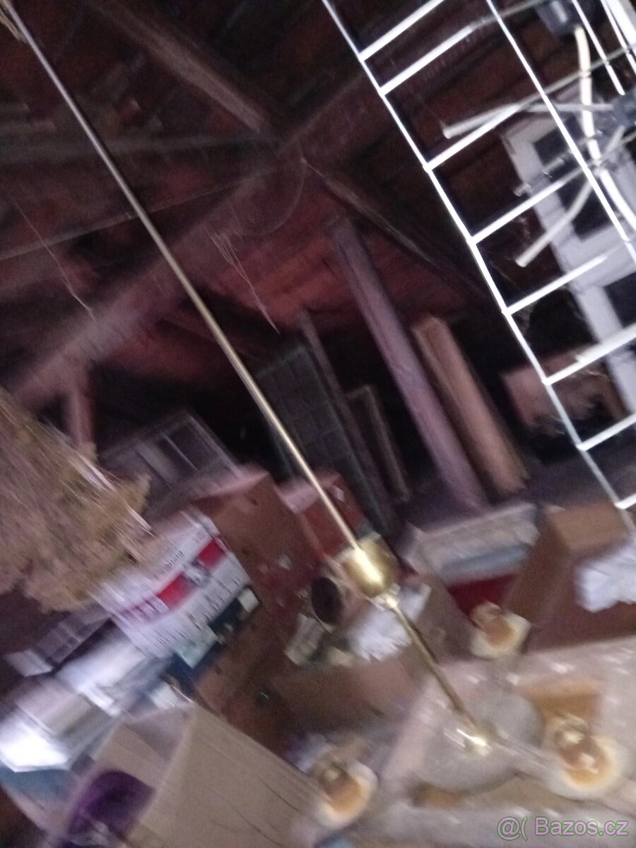 starožitný lustr mosaz+ocel - 2