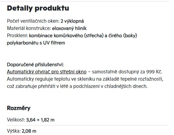 Nový nevybalený zahradní skleník CRAFTFIELD 3,6m - 2