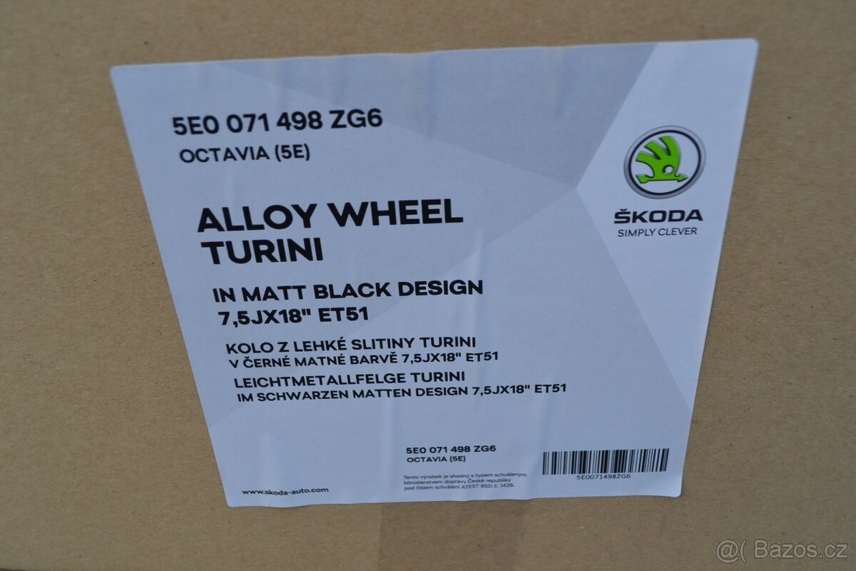 Škoda Octavia III (i RS) –NOVÉ 18 Alu disky 7Jx18 ET51,black - 2