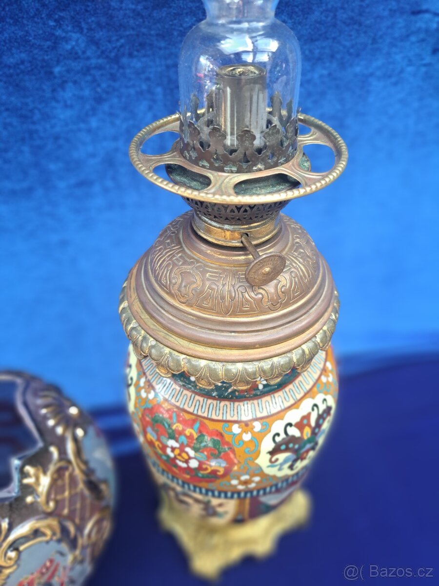 Petrolejová lampa, japonský motiv - 2