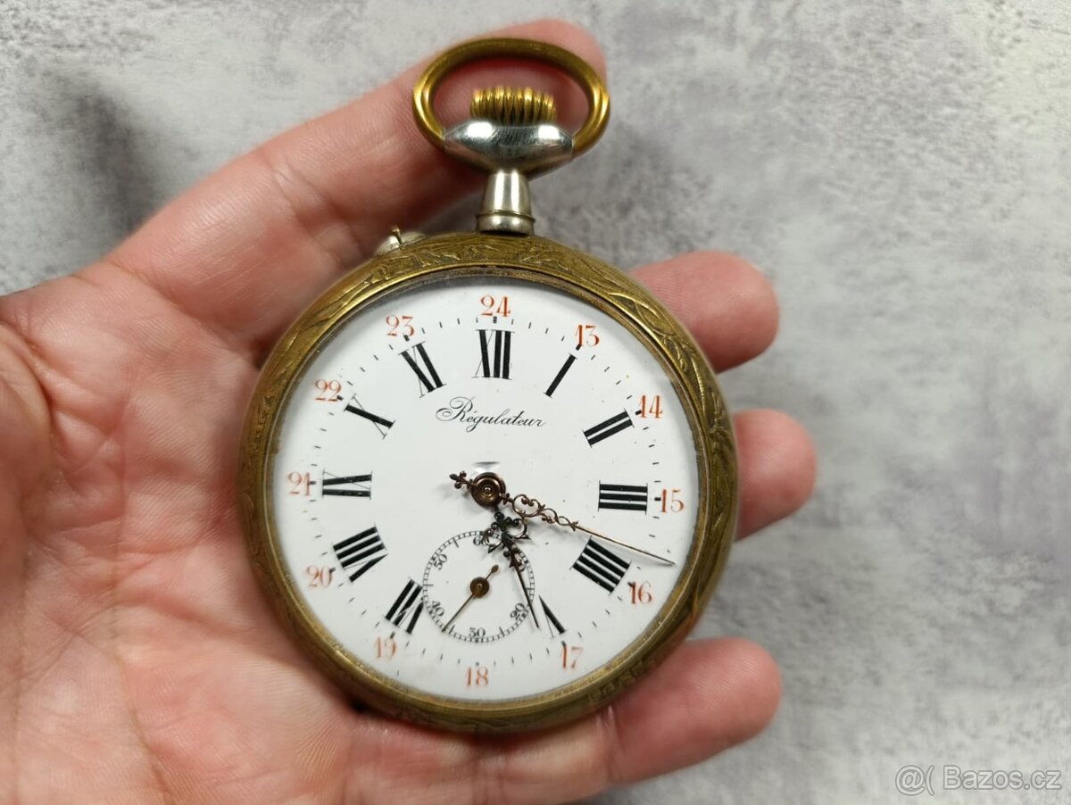 Obrovské 67mm kapesní hodinky Régulatéur, 192g - 2