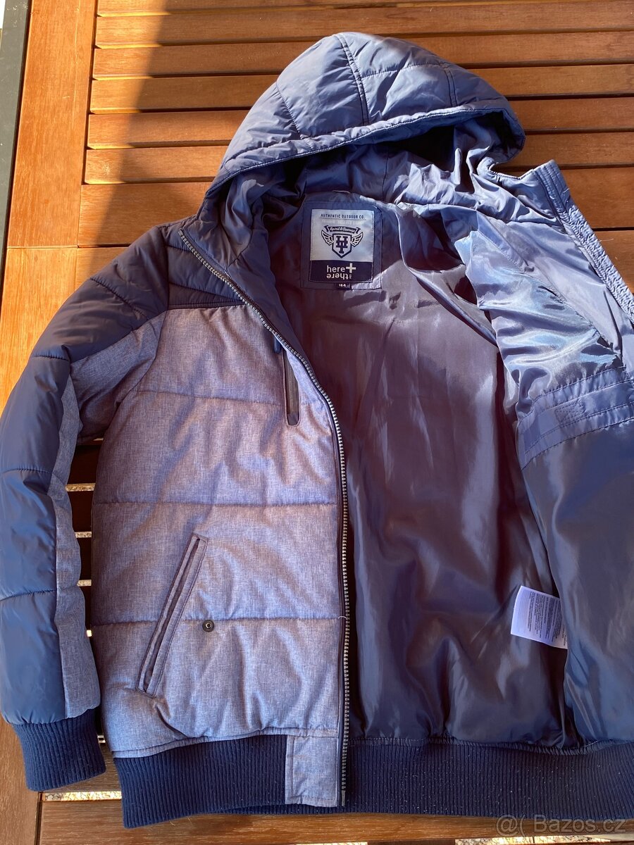 Zimní bunda šedomodrá, vel. 164 - 2