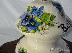 Porcelánový, velký, stolní, mlýnek na kávu - Modré květy - 2