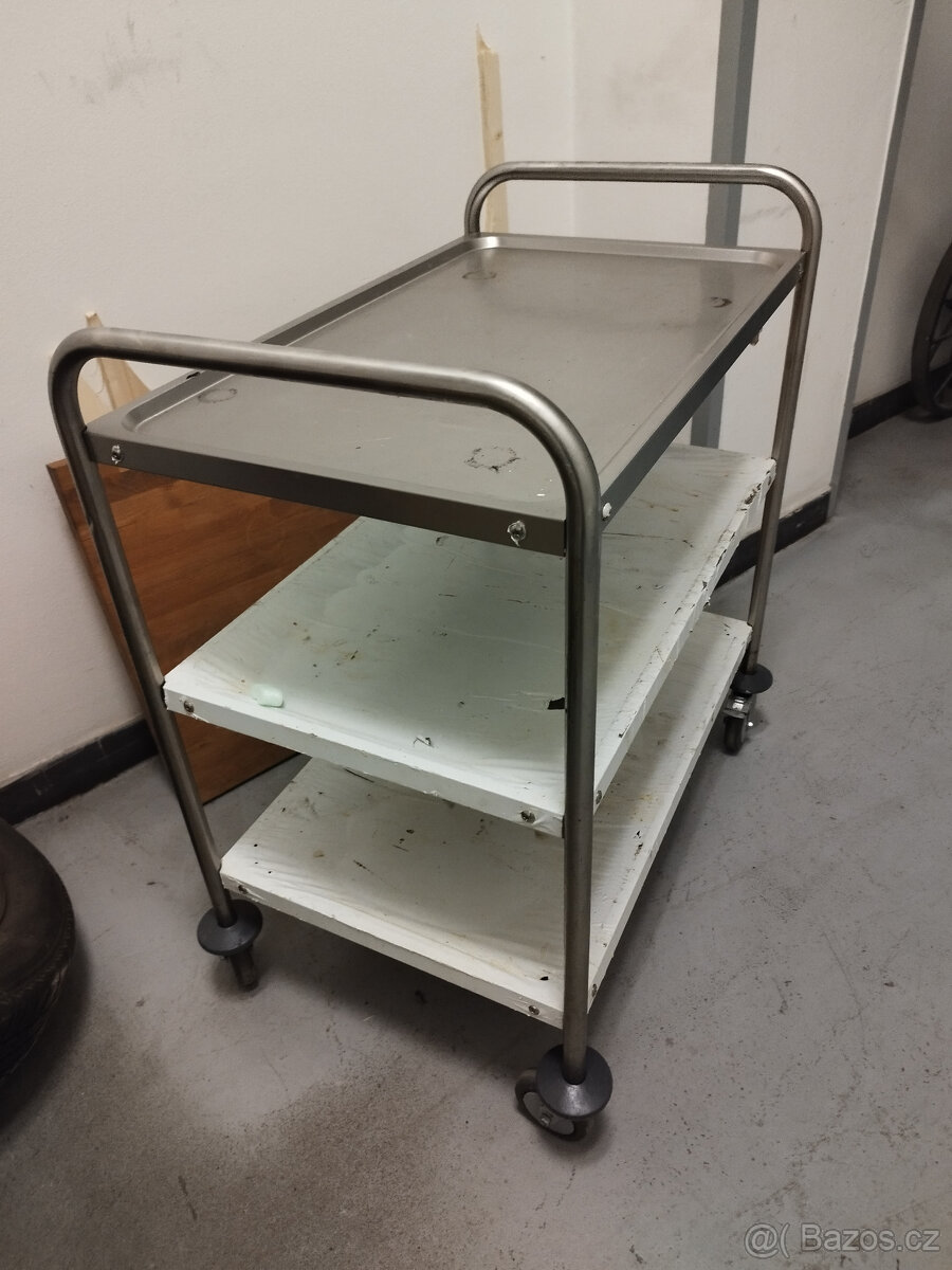 Nerezový tří policový gastro vozík - 2