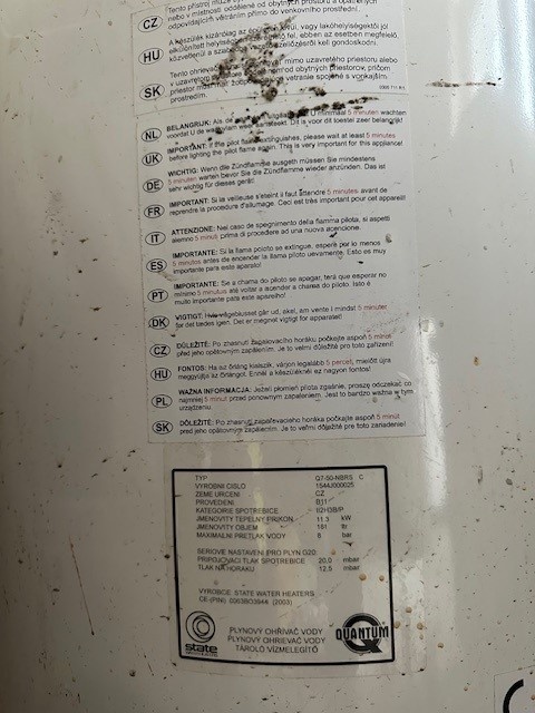 POUŽÍVANÝ plynový ohřívač vody quantum Q7-50 NBRS C - 2