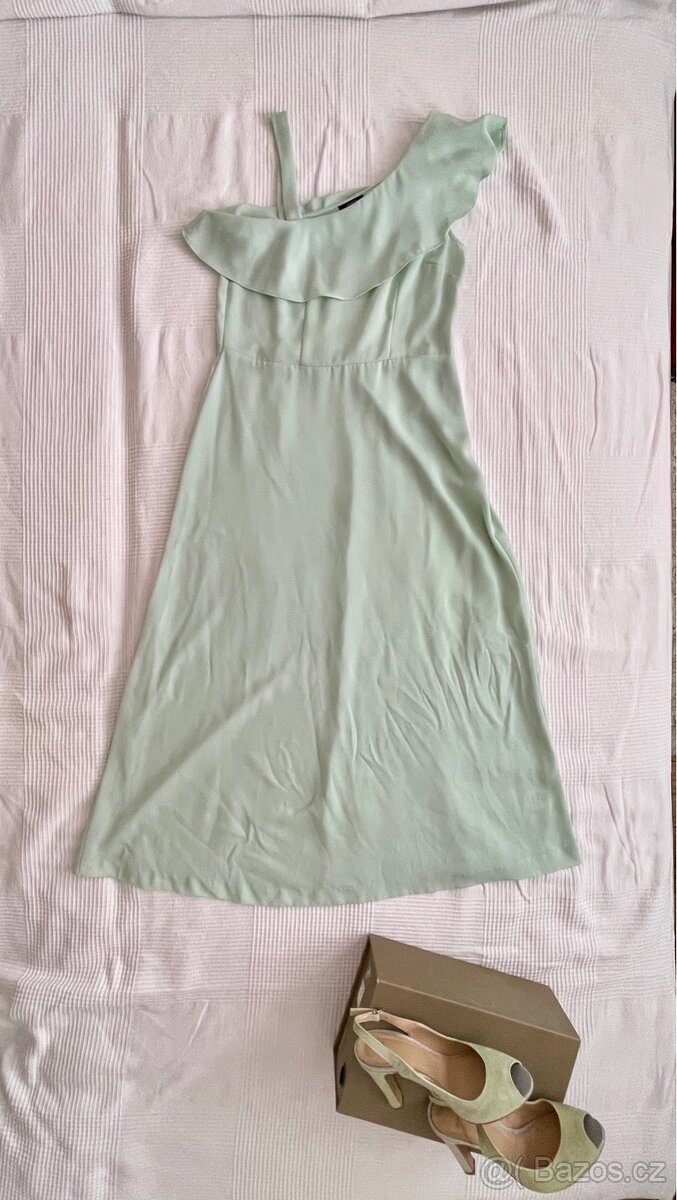 Set - Světle zelené společenské šaty a lodičky vel. 38 - 2
