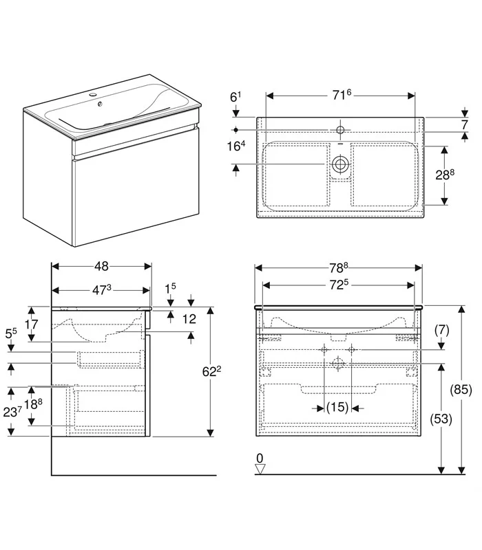 Geberit Renova skříňka 501.937.JK.1, nový model, šedá matná - 2