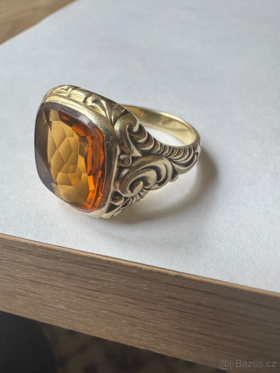 Zlatý prsten 14k s citrinem - 2