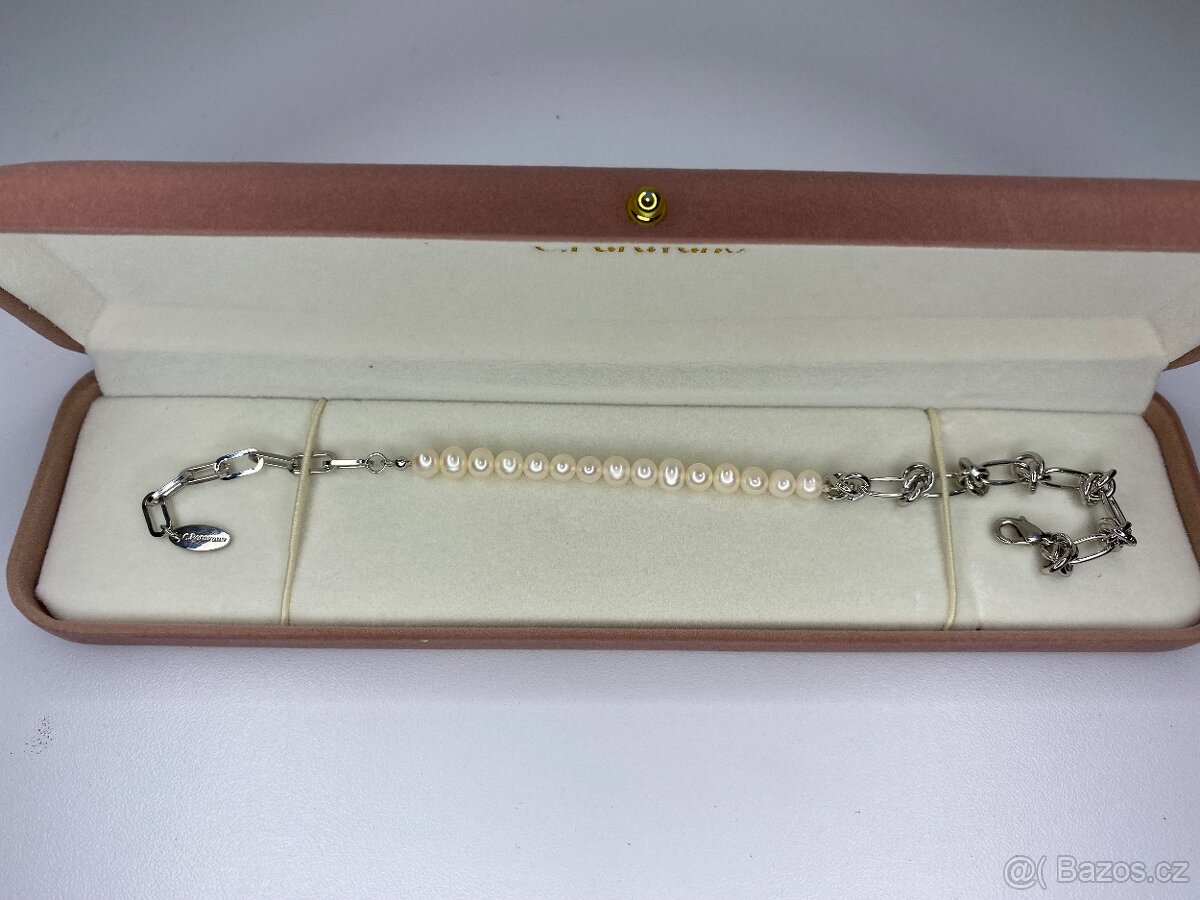 Molten Baroque Pearl Twisted Bracelet Platinum - 2