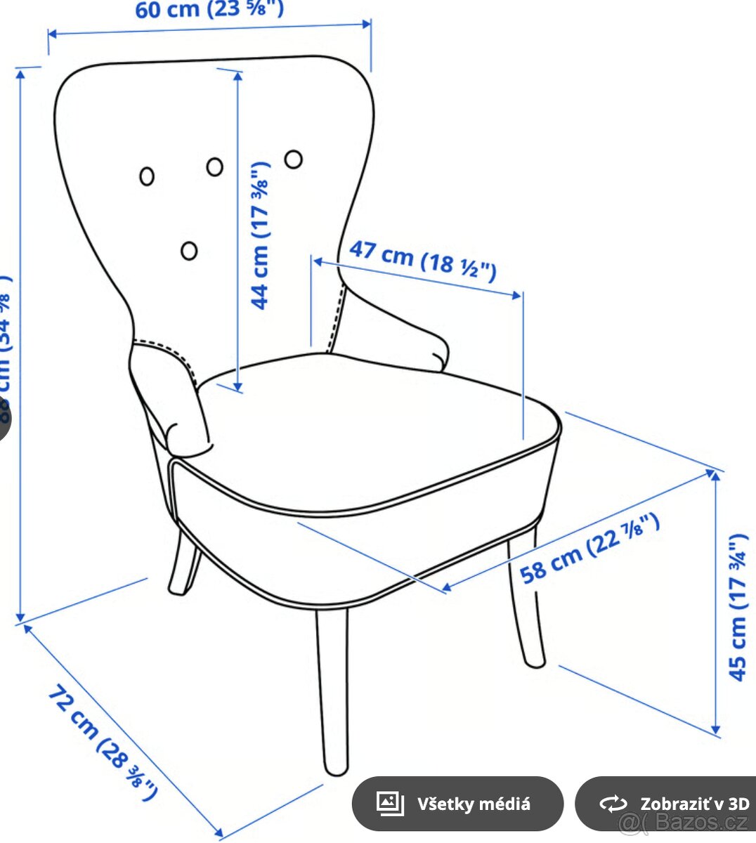 Křeslo Remsta modré barvy - 2