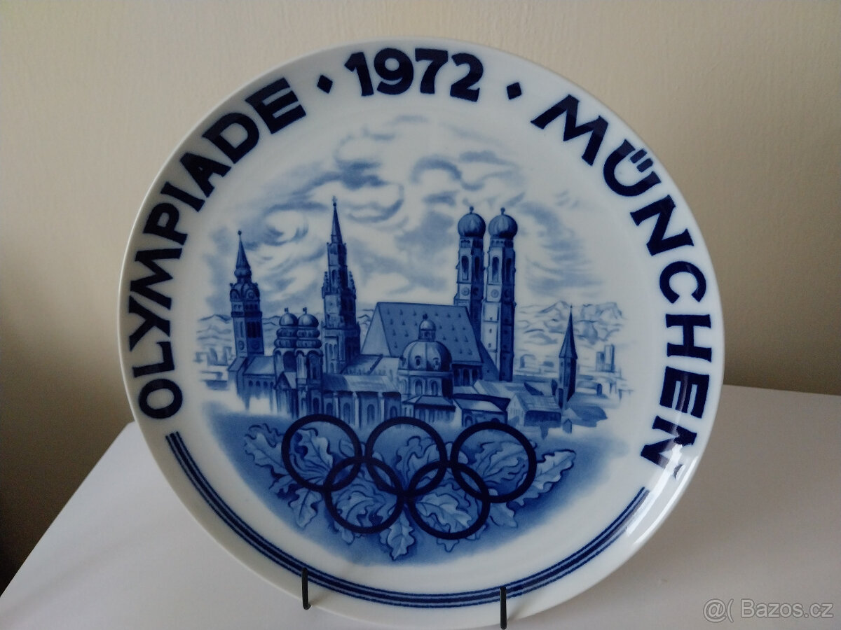 Dekorační talíř Olympiáda Mnichov 1972, modrý kobalt - 2