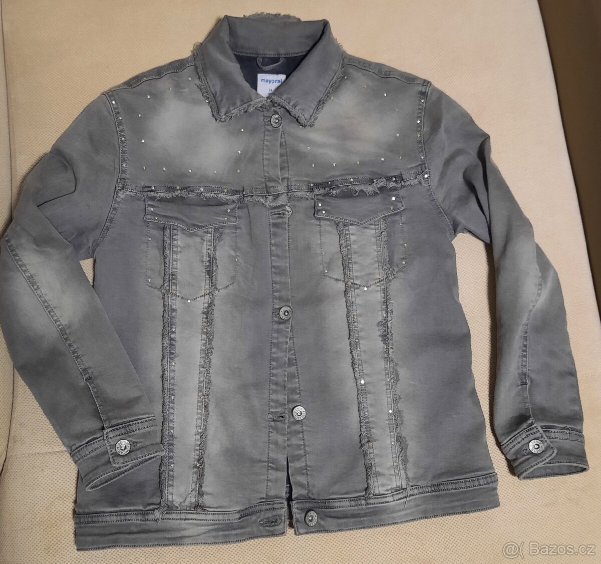 Zateplená džínová dívčí bunda vel.158 - 2