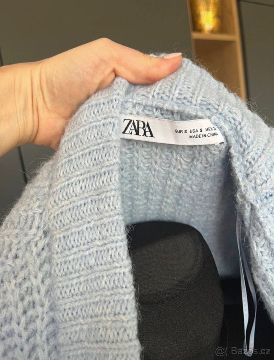 Světle modrý svetr Zara, vel. S - 2