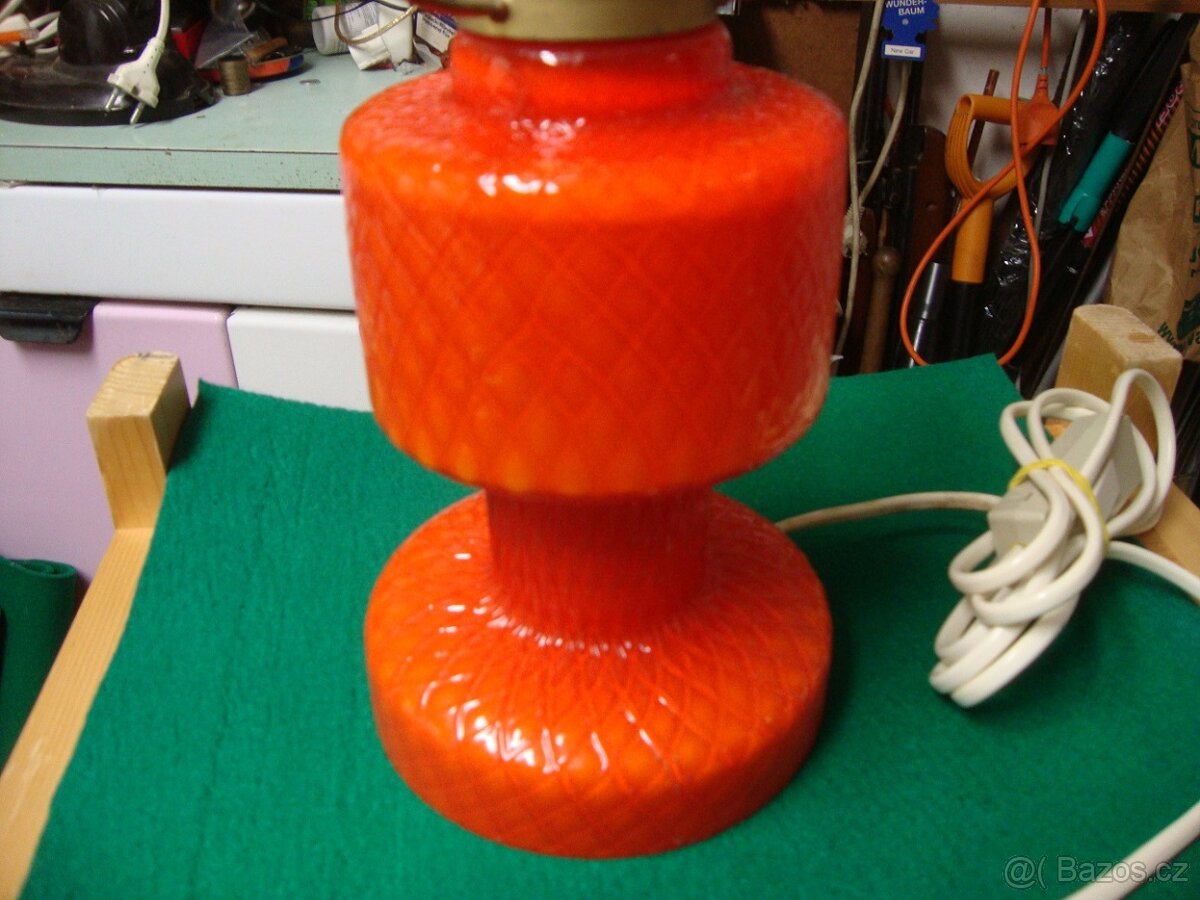 Retro lampa lampička Opálové sklo skleněná funkční top stav - 2