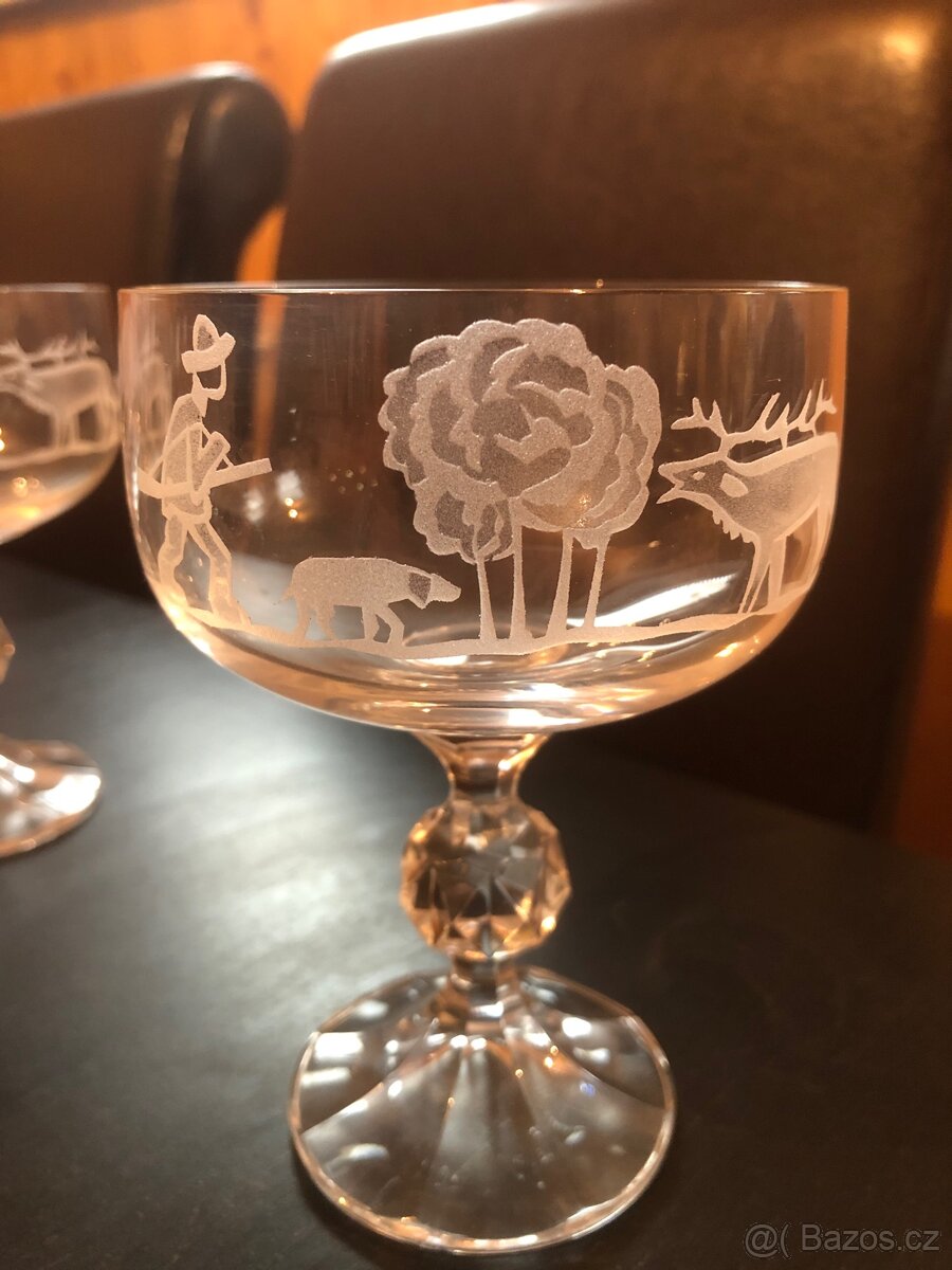 Sklenice na noze s mysliveckým motivem - 2