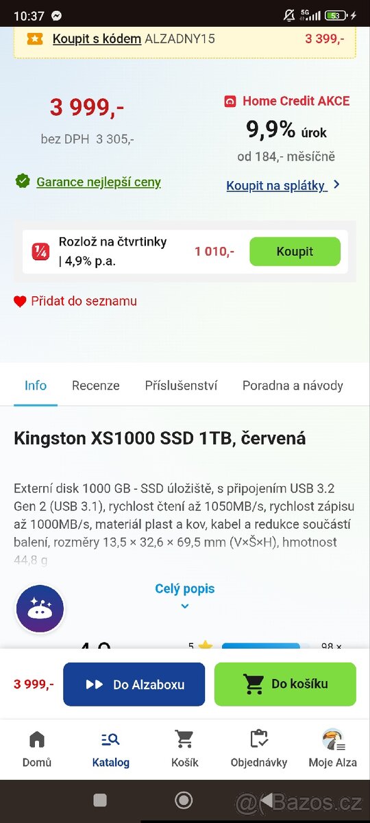 Prodám externí SSD disk - 2