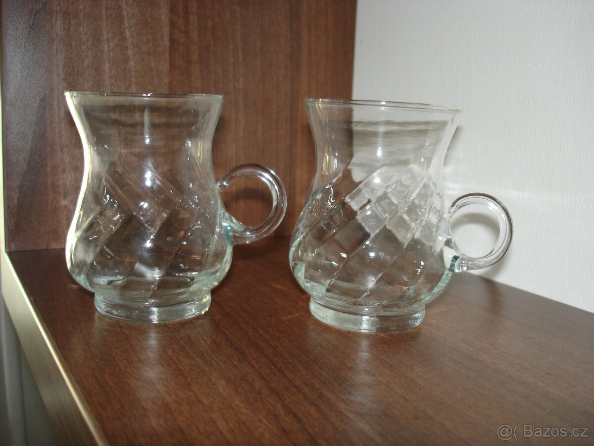 sklenice - skleněné šálky + podšálky 2 ks - 2