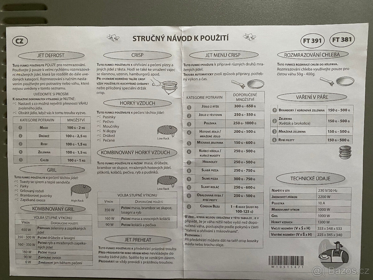 PRODÁM MIKROVLNKU WHIRLPOOL FT 381 - 2